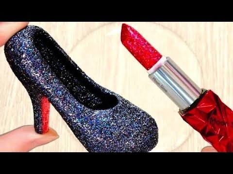 Red Makeup Mixing into Clear Slime | Best oddly satisfying ASMR video