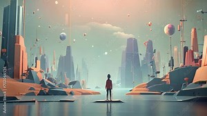 A creative animation that uses abstract imagery to depict the connection between emotional intelligence and emotional wellbeing, emphasizing the importance Psychology art concept