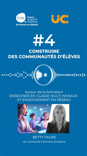 ⚡Flash #4 autour de la micro-certification "Enseigner en classe multi-niveaux et enseignement en réseau" 💫 Un pour tous, tous pour apprendre ! Comment fédérer vos élèves autour des apprentissages ? Betty Faure vous guide sur Fun-mooc.fr Lien pour vous inscrire : https://www.fun-mooc.fr/fr/cours/enseigner-en-classe-multi-niveaux-et-enseignement-en-reseau/ Une micro-certification UniCamp de l'Université Clermont Auvergne | France Université Numérique