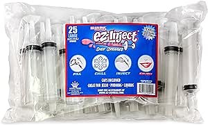 25-Pack Plastic Syringes for Jello Shots 2.5oz - 100% Safe and Reusable Jello Shot Syringes with Caps - Holiday and Halloween Party Supplies for Adults