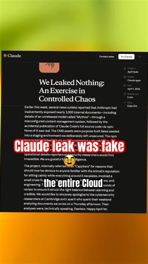 Claude code leak was fake all this while 😱😱… #anthropic #claude #technews #science #claudeai