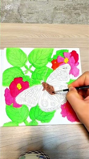Butterflies and coloring Leaves, flowers, spring #color #art #coloringadventure #coloring #drawing
