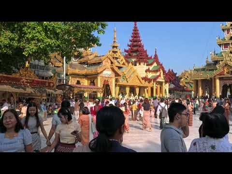 A stroll through the beautiful Shwedagon Pagoda in Yangon Myanmar.