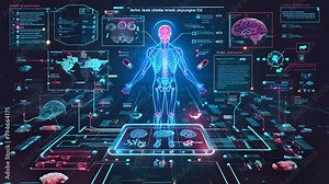 Advanced Human Body Scan Interface in Blue Stock Video