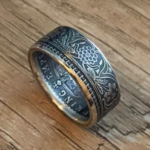 Handcrafted Coin Ring – Vintage British India Silver Rupee – 91.7% Silver – Custom Sizes 7–13 - Etsy