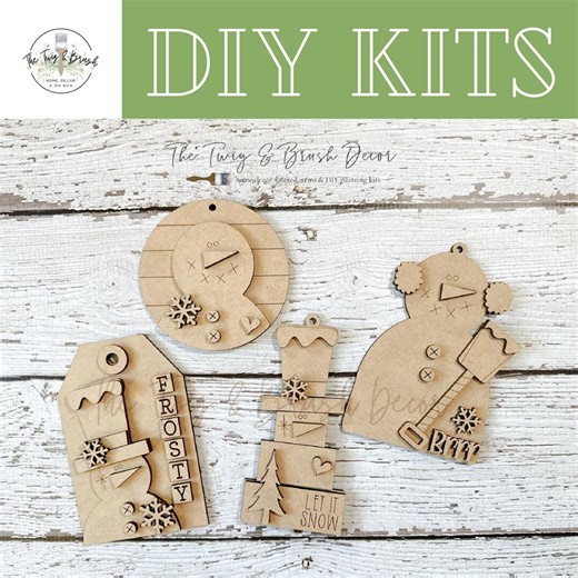 DIY Primitive Snowman Collection Ornament Bundle/ DIY Wood Blank / Unfinished Wood Kit / Winter Decor / Snowman Ornaments - Etsy Australia