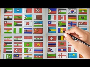 World 64 countries flag drawing/mention your country name