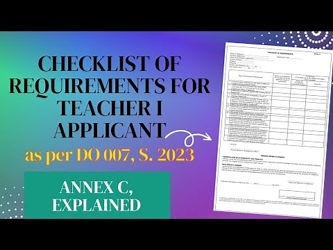 Checklist of Requirements for Teacher Applicant Annex C #depedranking