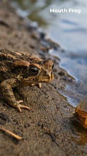 Close Up Frog Catching an Moth at the Riverbank