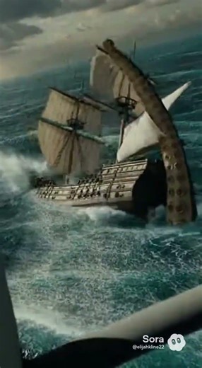 THE KRAKEN SPOTTED ON A PIRATE SHIP ‼️😱🐙#kraken #scary #ocean