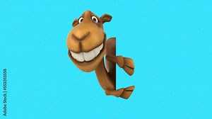 Fun 3D cartoon camel with a sign (with alpha channel)