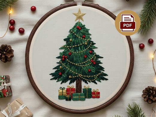 Christmas Embroidery Pattern PDF: Tree Hand Embroidery Design, Instant Download - Etsy Canada
