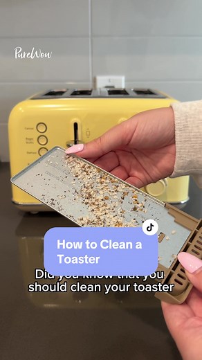 Toasters are a kitchen essential, yet we forget to routinely clean them the way we clean other appliances. Check out how to clean a toaster below and give your toaster the TLC it deserves. ⬇️ Step 1️⃣: Before you begin the process, make sure your toaster is unplugged and cooled down. Step 2️⃣: Carefully remove the crumb tray from beneath the toaster and dump out all crumbs in the garbage can or into the sink. Dampen the microfiber cloth and wipe the tray clean. If there are breadcrumbs still stu