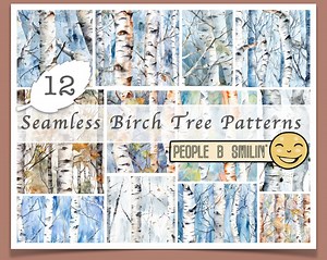 Watercolor Birch Tree Pattern Pack: 12 Seamless Winter Forest Designs (digital Download) - Etsy