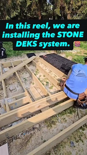 Clint Webb on Instagram: "Patio meets deck - In this reel we are installing the StoneDeks Silca Grate system, a structural base that fastens to the deck frame and supports porcelain paver tile. The grates create a level, load-bearing surface that drains water, making it perfect for combining the style of a patio with the elevation of a deck. We finished it off with a picture frame border in TimberTech AZEK Advanced PVC decking, Coastline color. Check out @stonedeks for your next project and foll