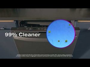 A cleaner dishwasher from GE Profile with an UltraFresh System plus Microban®