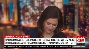 "Could you tell me about them?" In an emotional interview, CNN's Erin Burnett wept as she interviewed a Ukrainian man who found out his wife and children were killed last week by a Russian mortar attack through a viral photo on Twitter. https://bit.ly/3MYm76J | Mediaite