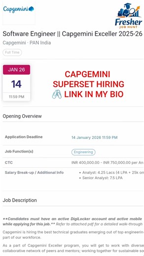 Capgemini Hiring -software Engineer Role#ibm#software#capgemini #offcampusdrive#hiring#fresherjobs