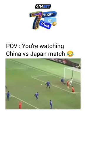 Hawking on Instagram: "China vs Japan 😂 ​Visual Presentation ​The Content: The video features real footage from a high-stakes football match played on a professional field. ​The Teams: Players from two teams are visible; one team wears red jerseys (representing China in this context) and the other wears blue jerseys (representing Japan). ​On-Screen Text: A text overlay at the top reads: "POV: You're watching China vs Japan match 😂". ​The Action: The clips show various intense moments, includin