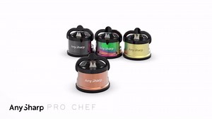 AnySharp – Pro – Hands Free Knife Sharpener - Easy to Use Sharpening Tool with PowerGrip Suction Base and 20-Degree Pre-Set Angle - for All Knives: Chef's, Serrated, and Hardened Steel - Cream