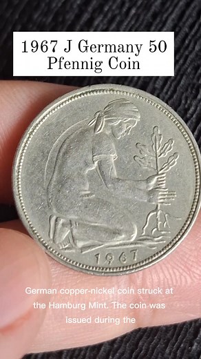 1967 J Germany 50 Pfennig Coin. #germany #oldcoinscollection #oldcoinvalue #ForeignCoins #coins #rarevintage #vintagefinds #rare #rarecoins #coinsworthmoney #coincollection | The Burtons