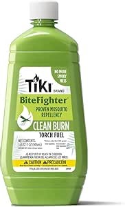 TIKI Clean Burn Mosquito Repellent Torch Fuel – 1/4 Gallon (32 oz.), Smokeless & Low-Soot Citronella, Mosquito Repellent, Plant-Based Formula for Outdoor, Patio, Garden & Backyard Torches