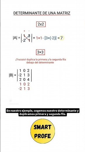 CALCULAR DETERMINANTES DE MATRICES EN 1 MINUTO #smartprofe #trucomatematico #determinantes #sarrus