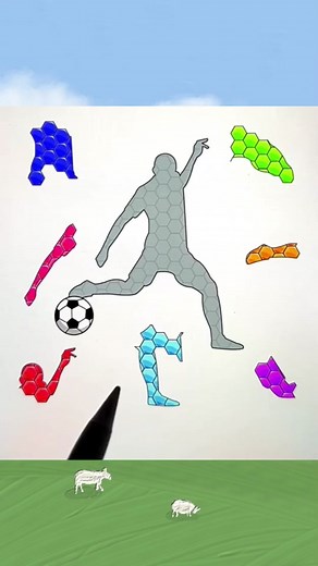 Digital Art of a Running Figure Kicking a Soccer Ball