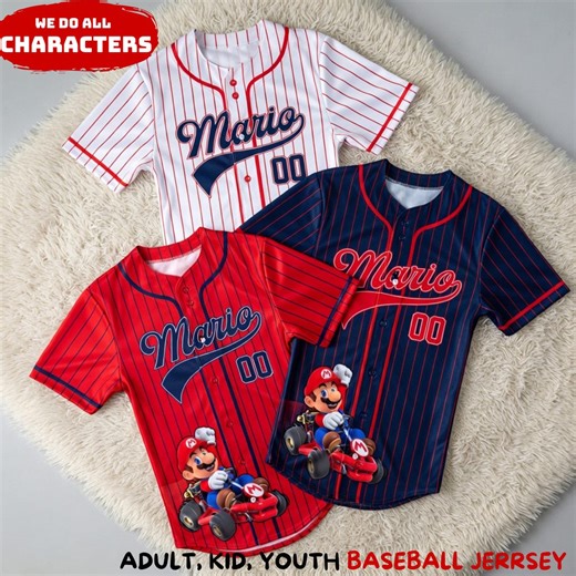 Mario Bros Nintendo Switch Baseball Jersey, Custom Super Mario Birthday Boy Girl Tee, Family Matching Game Day Shirt - Etsy