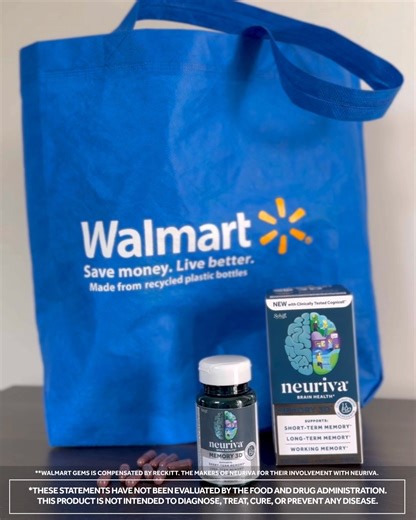 Try Neuriva Memory 3D today, our NEW memory support formula with clinically tested ingredients. Available at Walmart! 🛒 | Neuriva