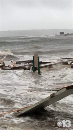 This is the debris from the iconic fishing shacks in South Portland after they were washed away by the historic high tide on Saturday. STORY: http://tinyurl.com/2n9pstub | WGME CBS 13 News, Portland