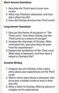 Short Answer QuestionsDescribe the Third Level in your own wo... | Filo