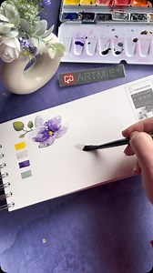 142 reactions · 30 shares | Watercolor tutorial: Let’s paint a violet flower together  #artmie #watercolor | ARTMIE | Facebook