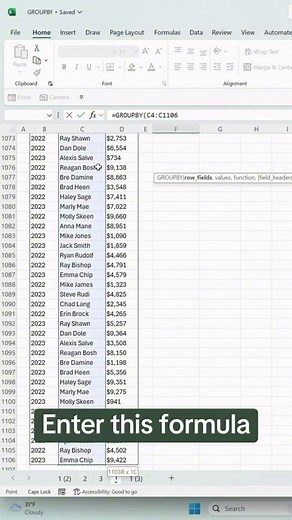 How to summarize data using this NEW function in Excel