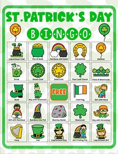 St. Patrick’s Day Bingo Game 30 Unique Bingo Cards Printable Fun Classroom Party