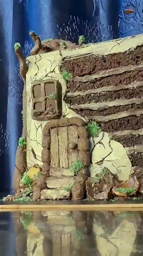 Wooden Broken House Chocolate Cake Design 🏚️🍫 | Creative Cake Art #Shorts