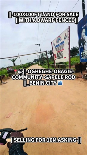 100x100ft Land for Sale in Ogheghe/Obagie, Benin City