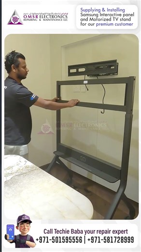 Installing Samsung Interactive Panels with Motorized Stands | OMSR Electronics. UAE
