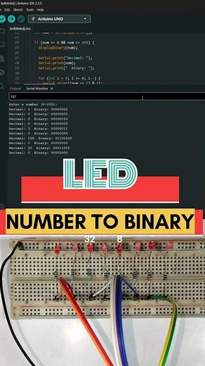 How Numbers Turn Into Binary Lights ⚡ | Arduino 8-Bit Demo #shorts #subscribe #diy