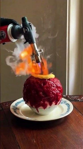Culinary Torch Finishing – Caramelized Shaved Ice Dessert Technique