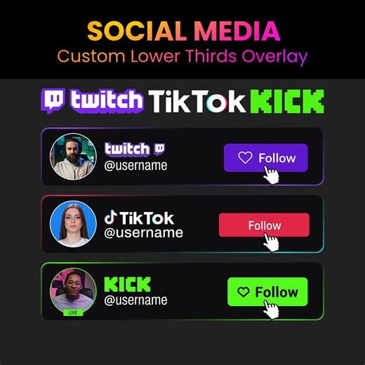 Animated Overlay for Twitch, Tiktok & Kick | Custom Social Media Lower Third Animation - Etsy