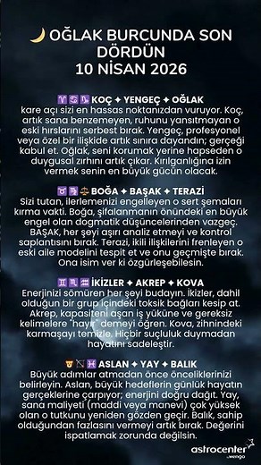 🌙 10 NİSAN 2026: OĞLAK SON DÖRDÜNÜ