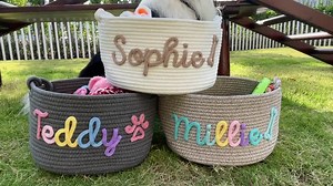 Personalized Dog Toy Basket, Custom Name Basket, Pet Toy Storage, Rope Cotton Basket Gift, Pet Toy Basket, Pet Name Gift, Custom Toy Storage - Etsy
