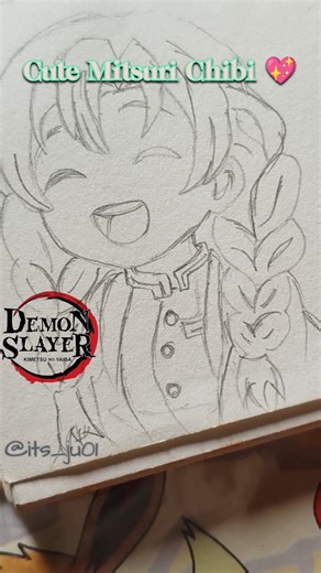 Drawing Mitsuri Kanroji Chibi 💖 | Demon Slayer Cute Art #shorts #mitsuri #demonslayer #chibi #fyp