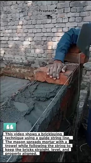 Bricklaying String Line Guide | Perfect Straight Wall Technique #bricklaying #masonry #construction