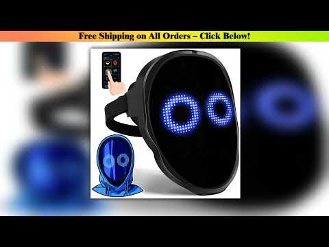 Led Mask with Bluetooth App Control Programmable Face Transforming Light up Halloween Led Mask