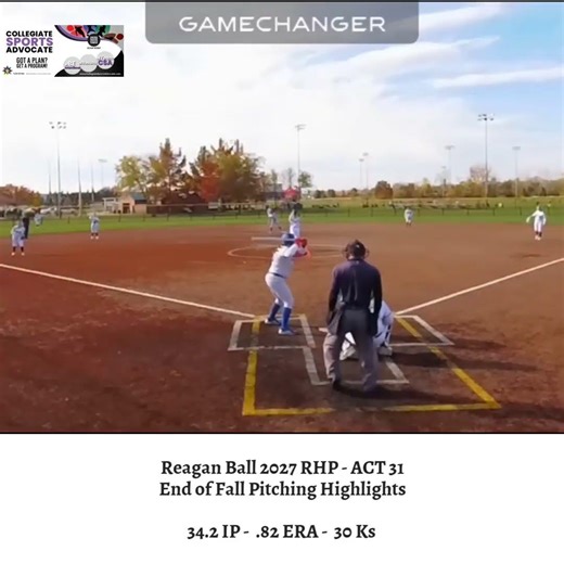 Reagan Ball 2027 RHP - ACT 31 \nEnd of Fall Pitching Highlights\n\n34.2 IP - .82 ERA - 30 Ks