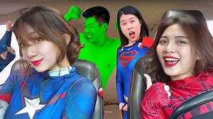 Hulk, Superheros Girl Dance In Car With Car Ride Chase | Hulk and Superheroes HD