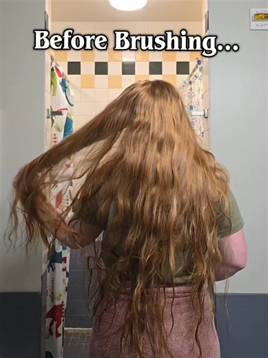 Before and after brushing out my hair... 🍯 Drop your hair care routine in the comments #redhead #longhair #longhairdontcare #ginger #redheads