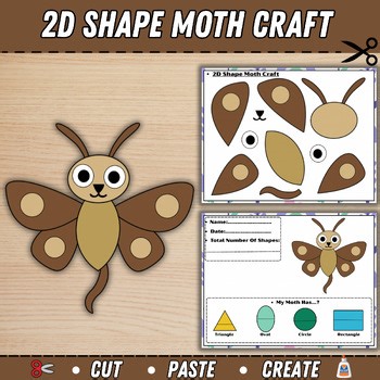 2D Shape Moth Craft | Geometry Activity for Kids | Cut & Paste Math Craft